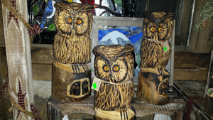 Chainsaw Carved Small Owl