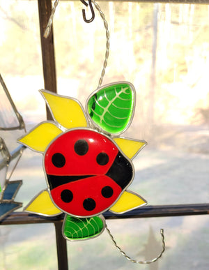 Ladybug stained glass fused glass Make It Magic